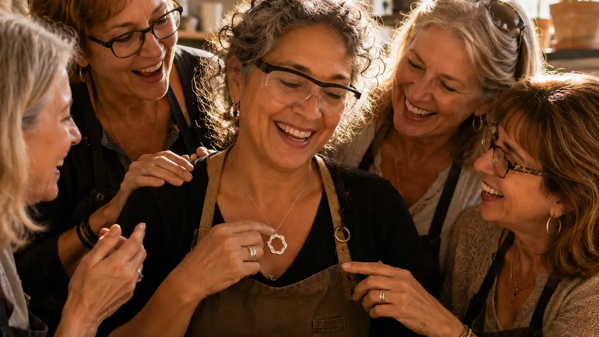 Woman With Friends and Silver Clay